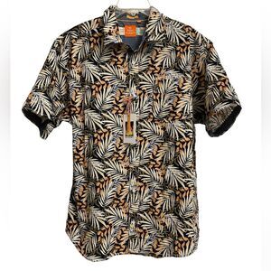 NWT Free Planet Tropical Palm Leaf Button Up Shirt Men's Size 1X Short Sleeve